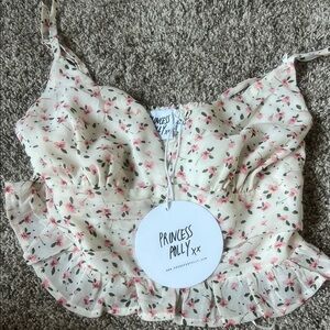 Princess Polly Cream Pink Ruffled Bustier Camisole